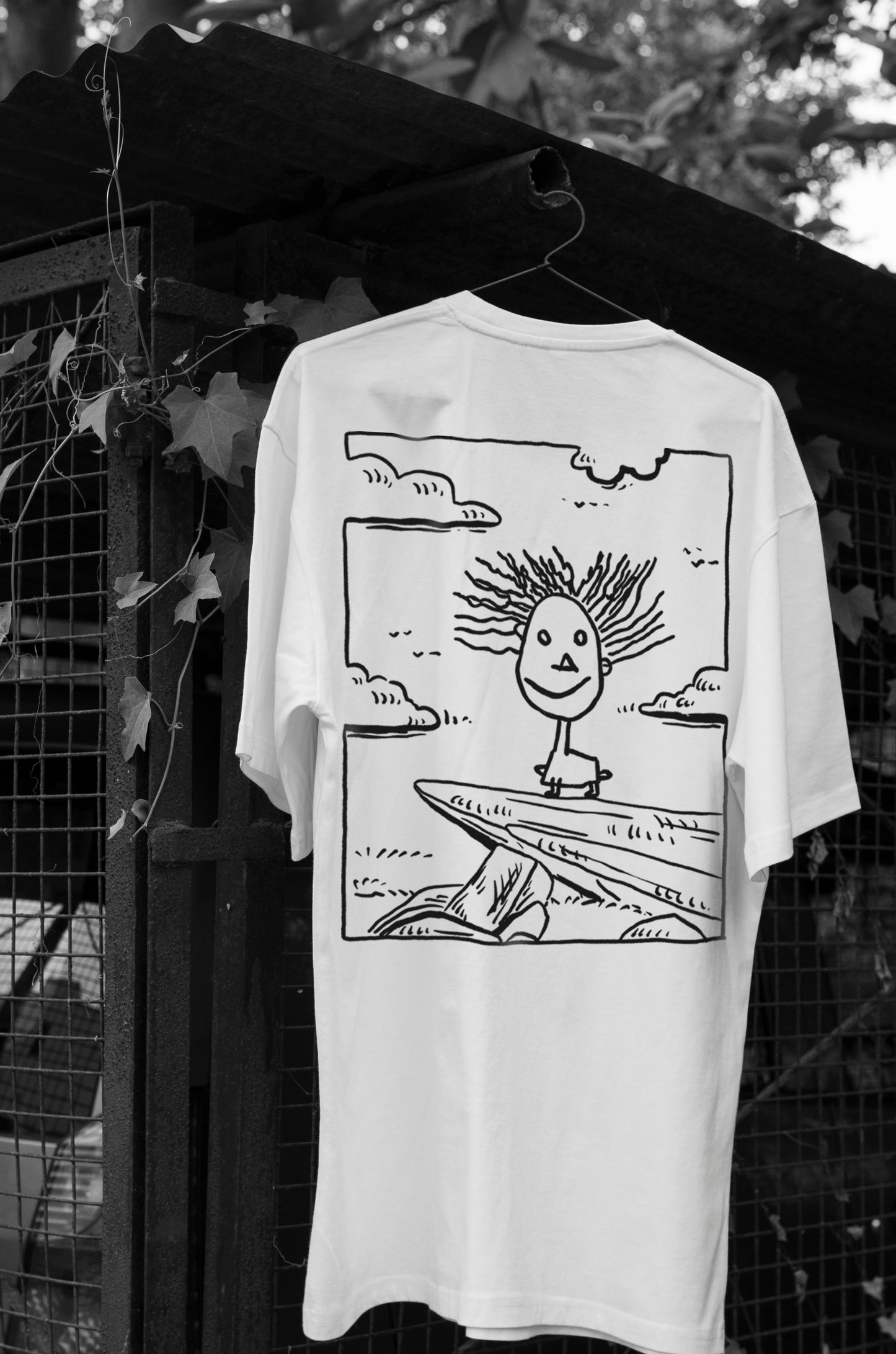 Front view of The Simba-al of Hope white oversized t-shirt by Blaknwhite – unisex cotton tee inspired by The Lion King.