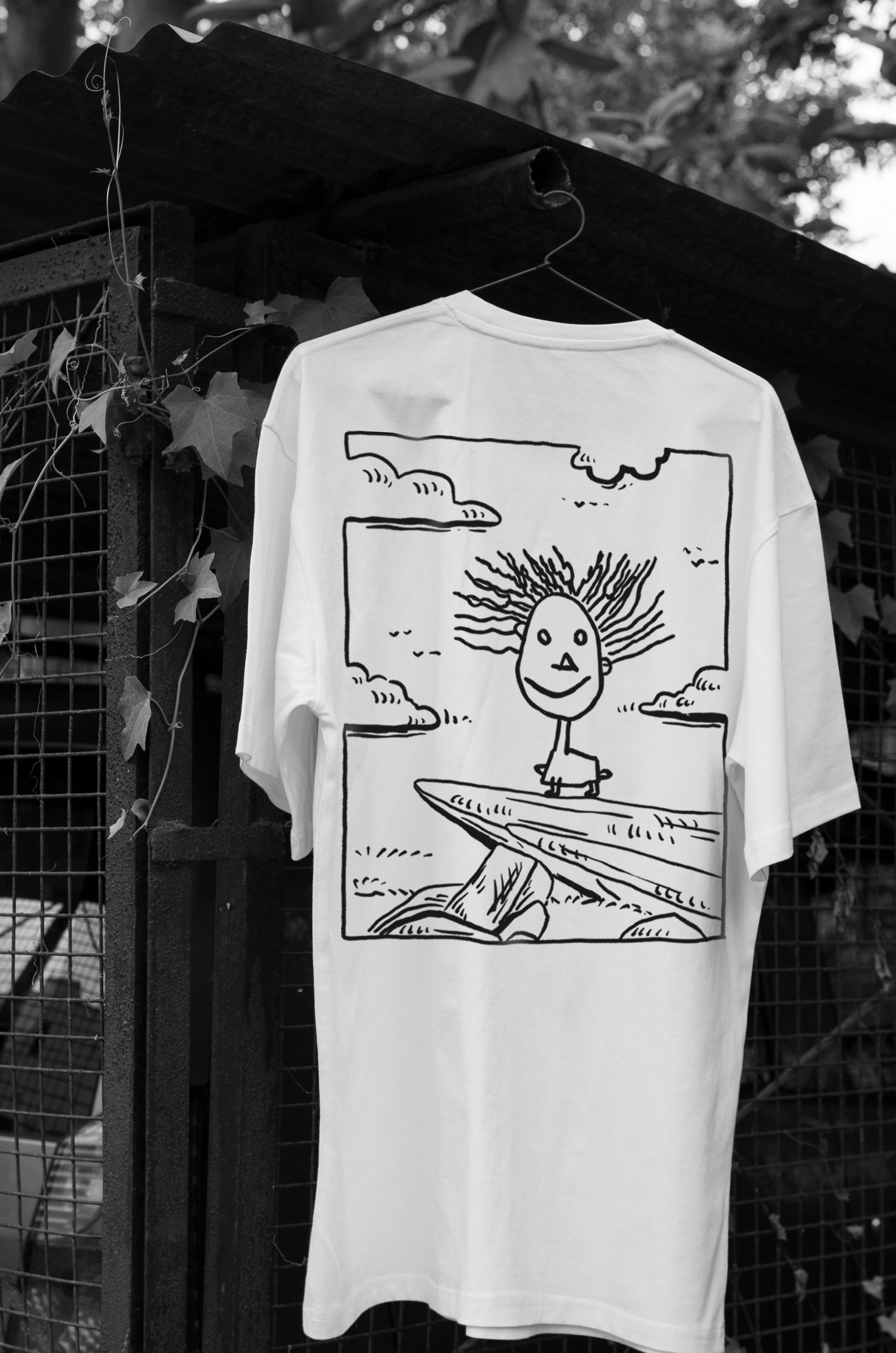 Front view of The Simba-al of Hope white oversized t-shirt by Blaknwhite – unisex cotton tee inspired by The Lion King.