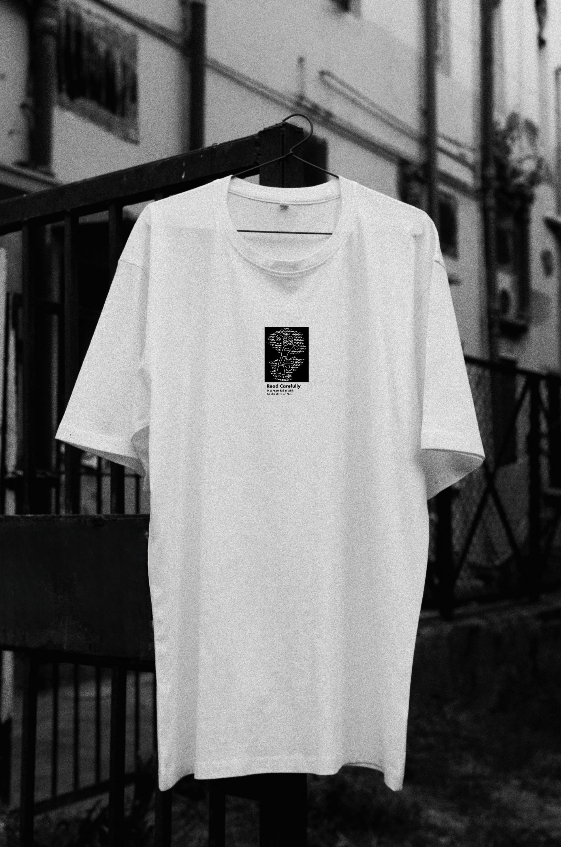 The Ogler White oversized t-shirt by Blaknwhite — front view