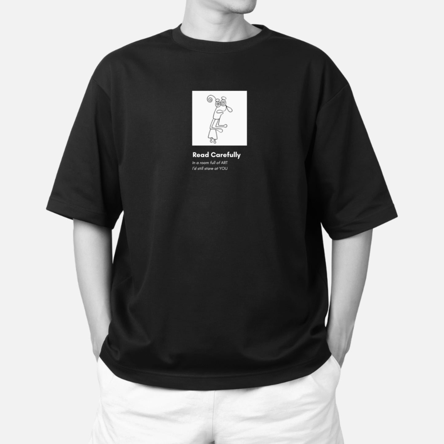Art-inspired print on The Ogler oversized t-shirt by Blaknwhite