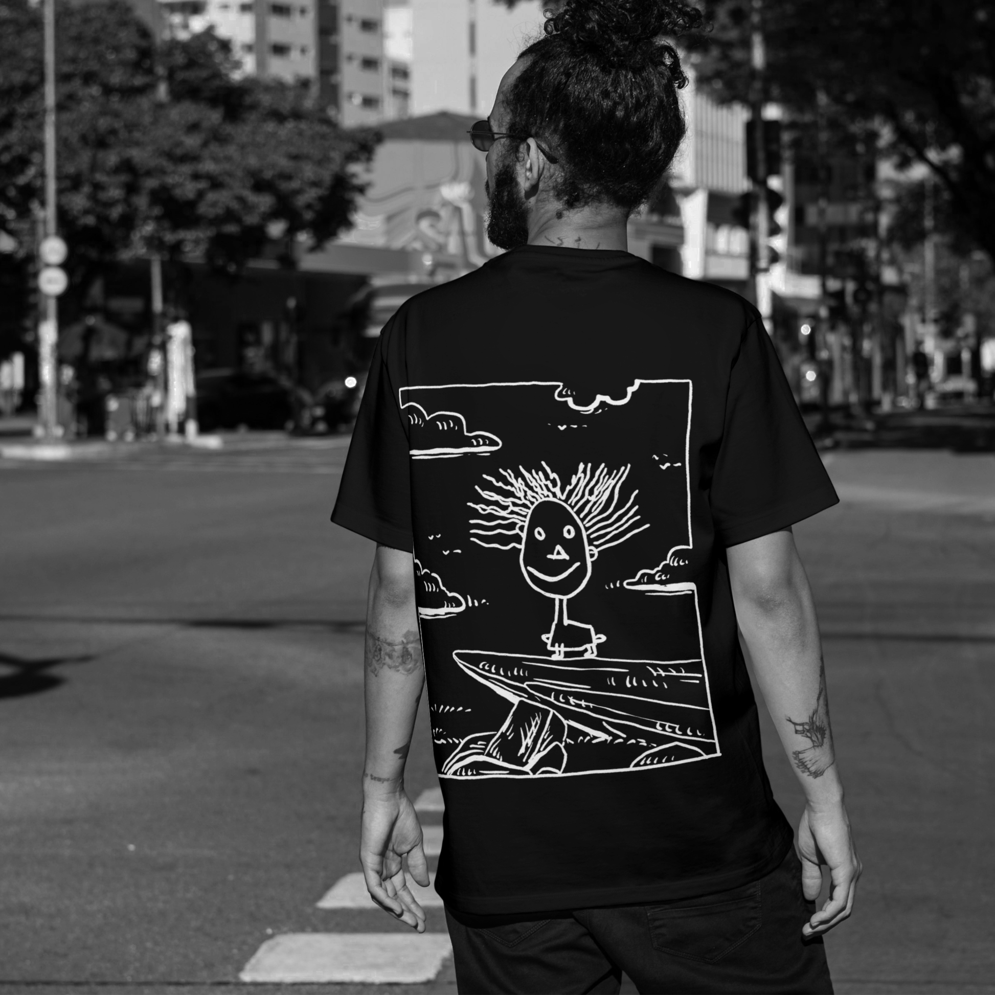 Close-up of The Simba-al of Hope black t-shirt print showing lion-inspired artwork — art-inspired streetwear by Blaknwhite.